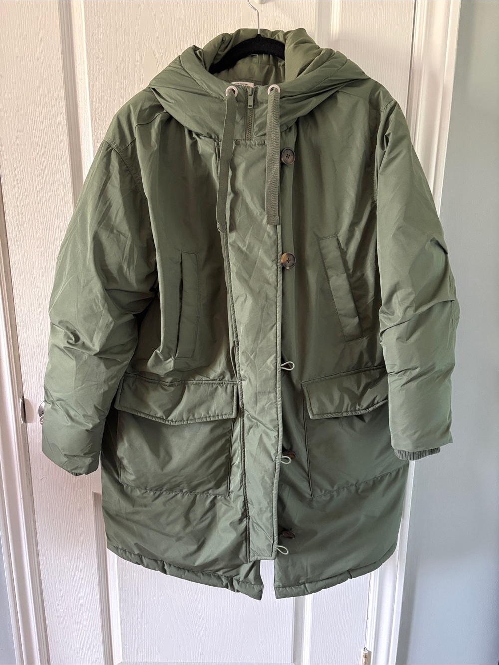 Olive Green Hooded Parka Jacket